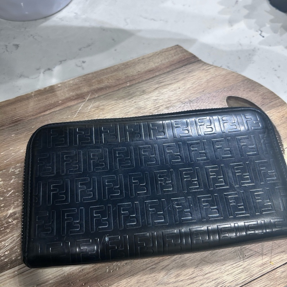 Fendi Black Embossed Leather Wallet